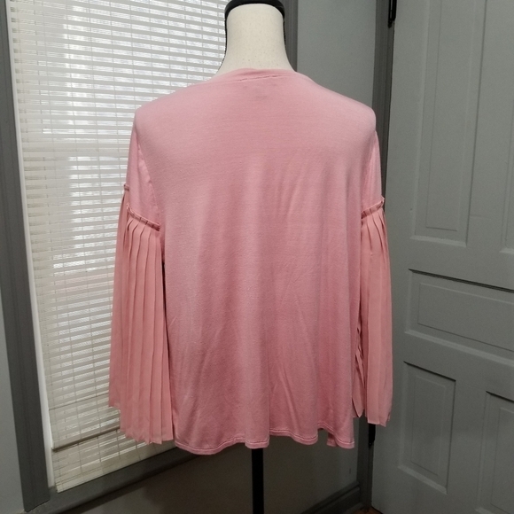 Lane Bryant Pink Super Soft Pleated Sleeves Top size 14 Petite - Picture 4 of 6